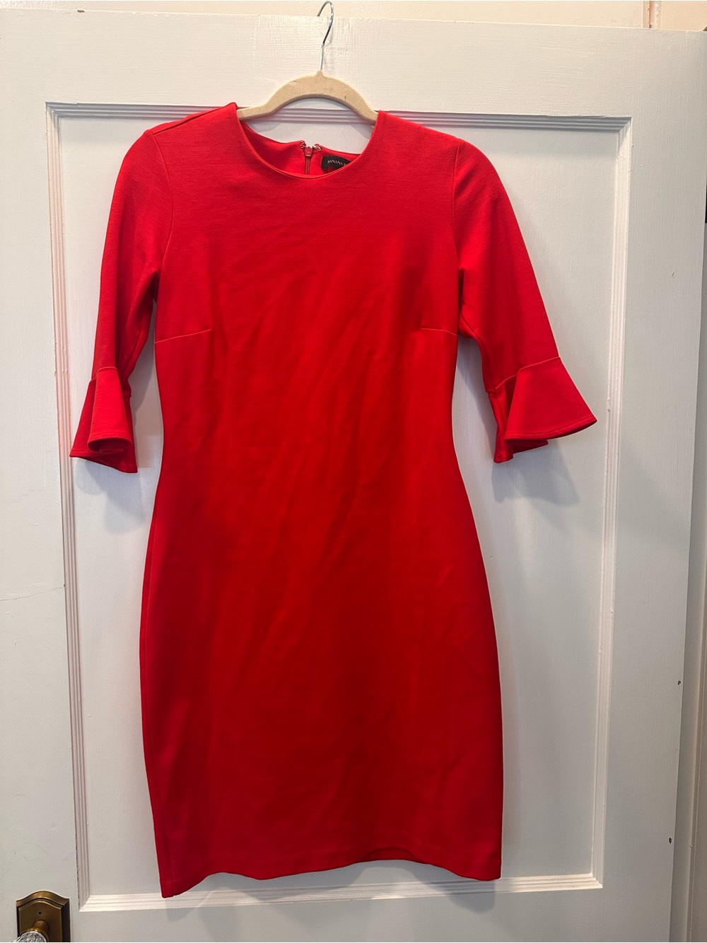 Banana Republic Red Midi Dress with Flutter Sleeves